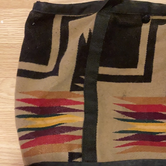 justin kraff made in the USA AZTEC PRINT SHOULDER BAG purse tote distressed - Picture 2 of 10